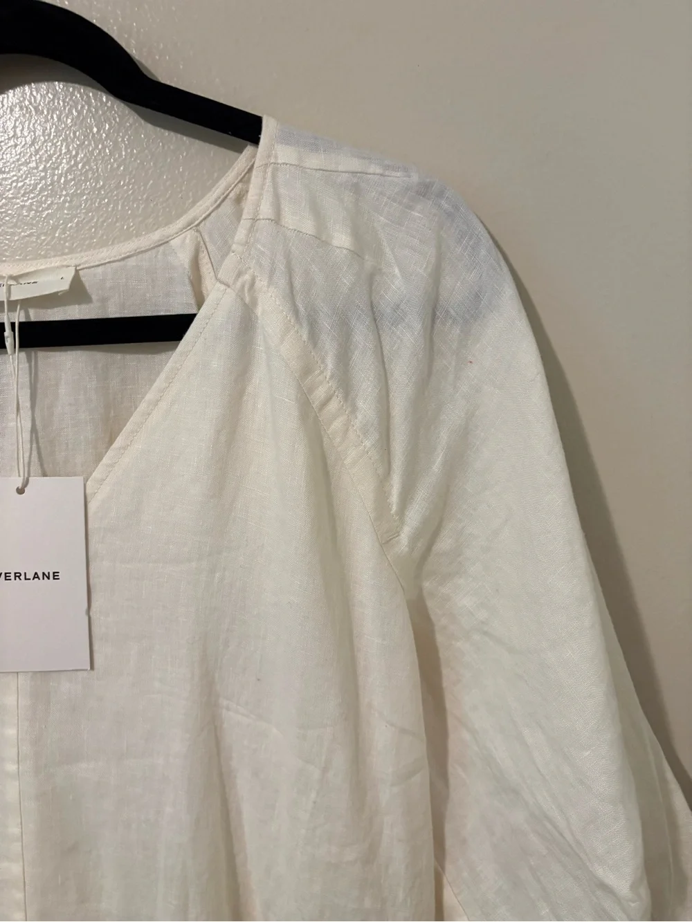 Everlane Linen Oversized Puff Sleeve Dress 100% European Flax Lux Pockets Large - Picture 4 of 12